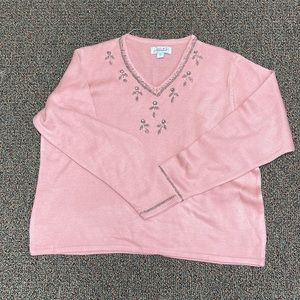 Light pink sweater with pearl embellishments  size xl